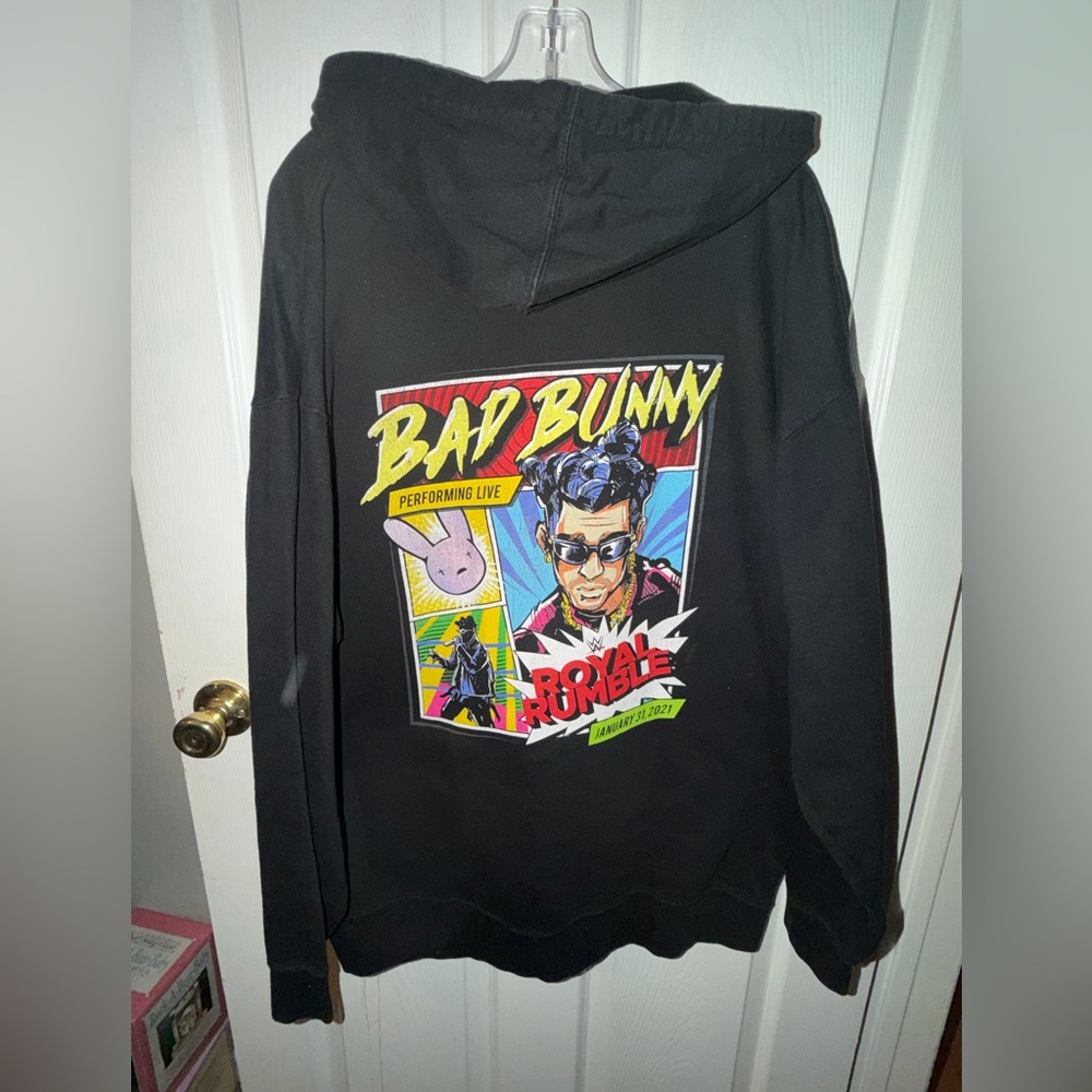 Bad Bunny Royal Rumble WWE 2021 Limited Edition Zip Up Hoodie Sweatshirt 2XL